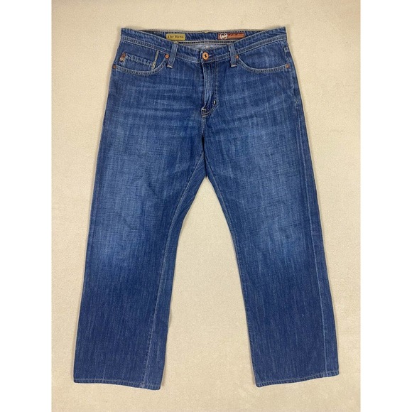 Adriano Goldschmied Jeans Adult 33 Blue The Hero Straight Leg Mid Rise Logo Mens - Picture 1 of 13